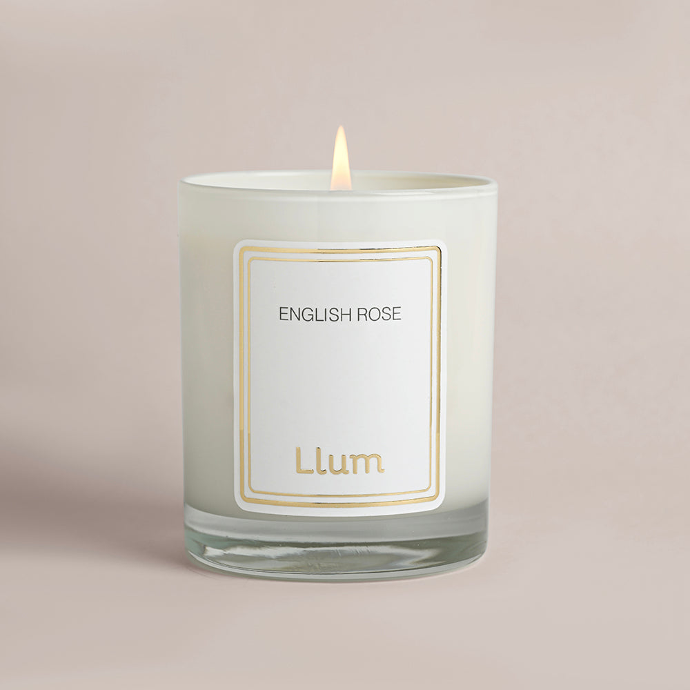 English Rose Glass Candle