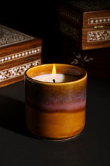 Mahogany Teakwood Ceramic Candle