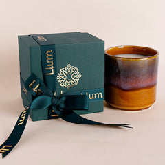 महोगनी टीकवुड सिरेमिक मोमबत्ती