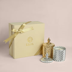 Gold & Silver Scented Candle Gift Set | Suede Tuberose & French Vanilla