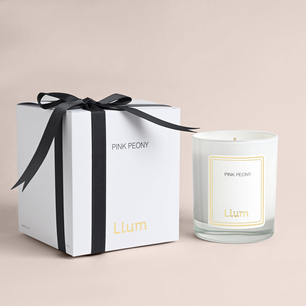 Pink Peony Glass Candle